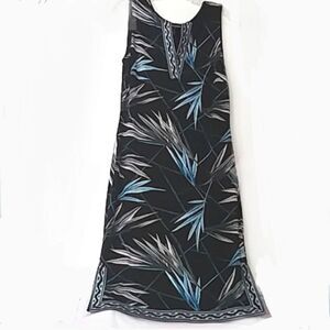 White House Black Market Abstract Palm Print Sheath Dress Reverses to Black S